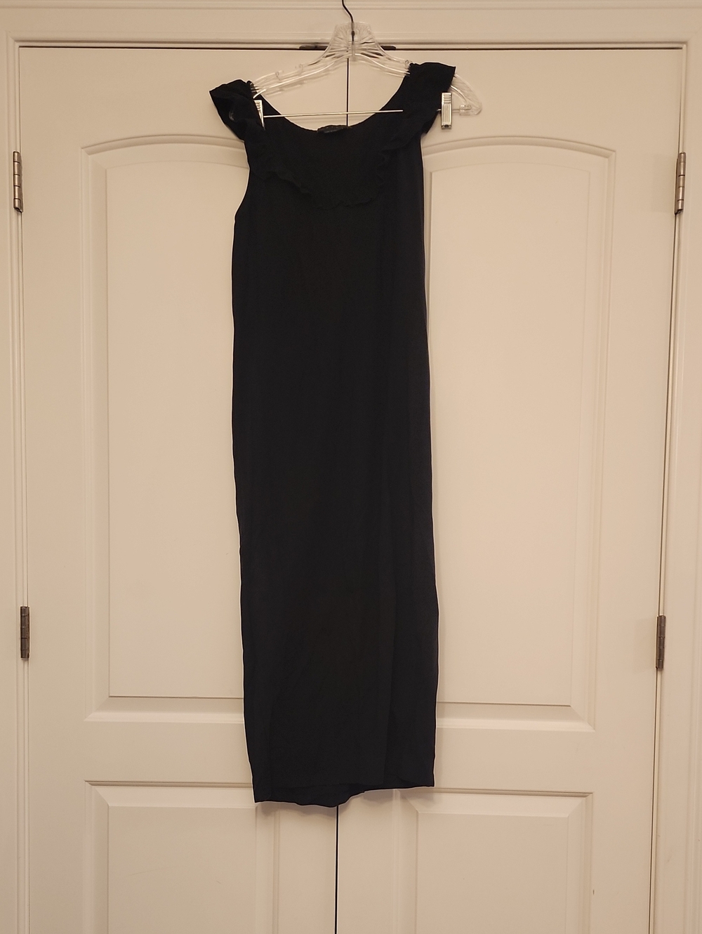 Hatch Maternity Black Maxi Dress with Ruffle Neckline